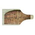 thumbnail image 2 of Rustic Cutting Board, Traditional Oak Crafted Doorway on Stone Facade Artisan Hand Made Features Culture, Tempered Glass Cutting and Serving Board, Wine Bottle Shape, Cream Brown, by Ambesonne, 2 of 4