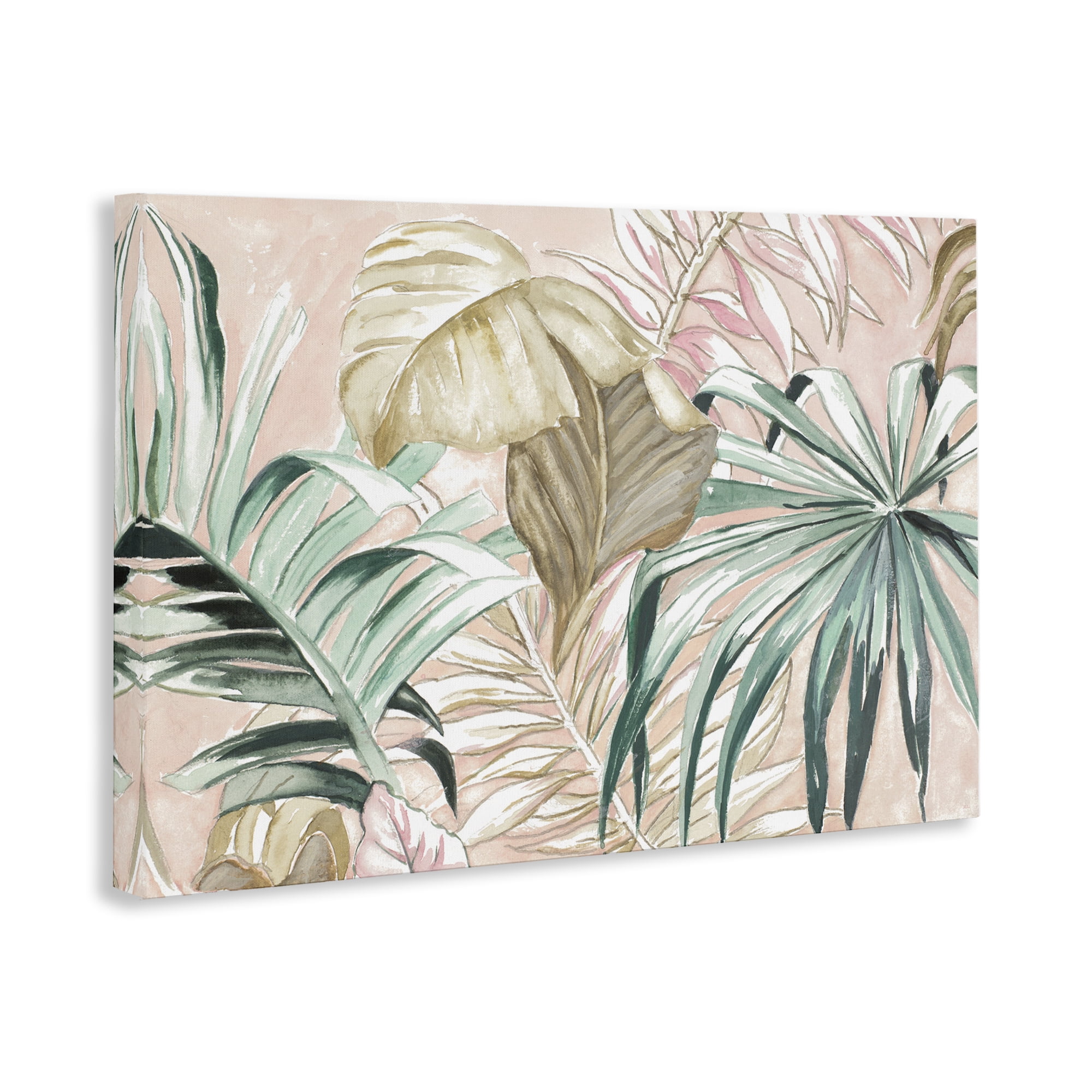 Stupell Industries Soft Tropical Leaves Botanical & Floral Painting Gallery Wrapped Canvas Art Print Wall Art, 45 x 30