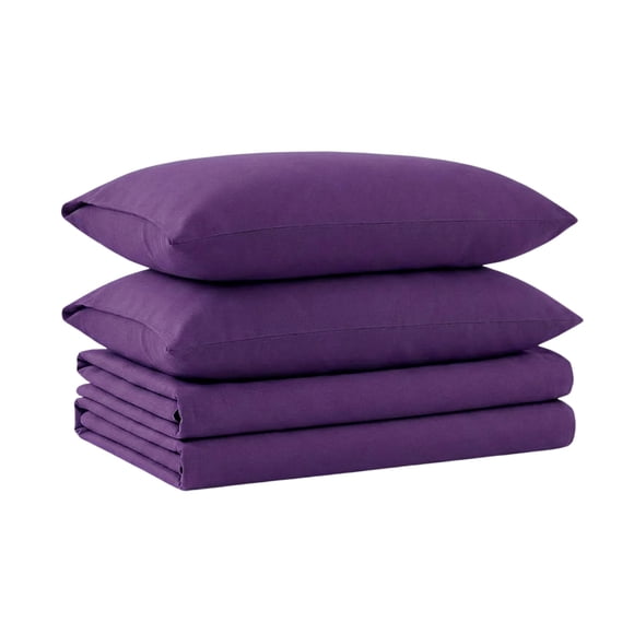 Juego de sábanas de franela Tribeca Living, tamaño completo, color morado, 170 g/m²