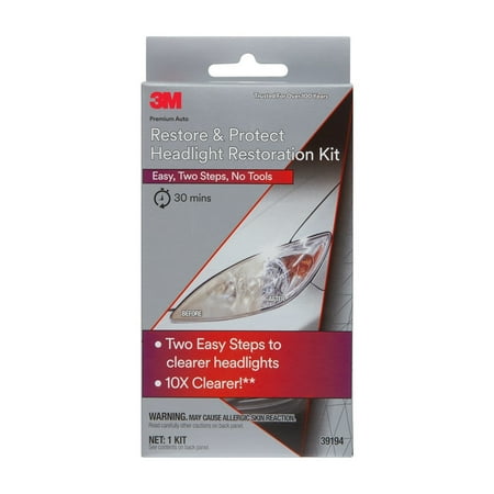 3M Automotive Headlight Restoration Kit, Restore and Protect, Clear, 2 Pack