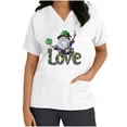 thumbnail image 5 of lcziwo St Patricks Day Scrub Tops for Women 2025 Fashion Irish Shamrock Medical Scrub Tops V Neck Short Sleeve Nursing Uniform Vacation Outfits White XXL Clearance, 5 of 7