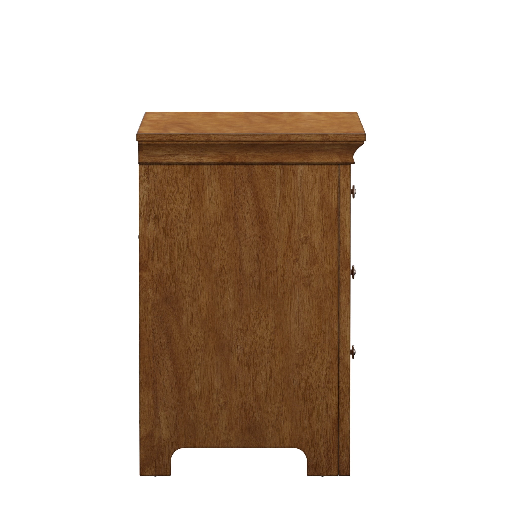 Weston Home Crestler Classic Nightstand with 3-Drawers & Charging Station, Oak