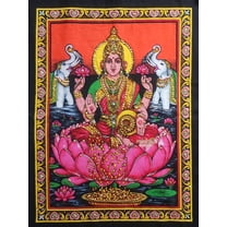 Goddess Lakshmi Tapestry Prosperity Hindu Laxmi Hanging Ethnic Wall Decor Art 17 x 22 Inch