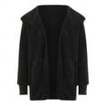 thumbnail image 4 of SDNall Cardigan Sweaters for Women Trendy Solid Color Casual Plush Cardigan Long Sleeve Pockets Blouse Coat Tops Fuzzy Pajamas for Women (Black, Sizes S-XXXL), 4 of 9