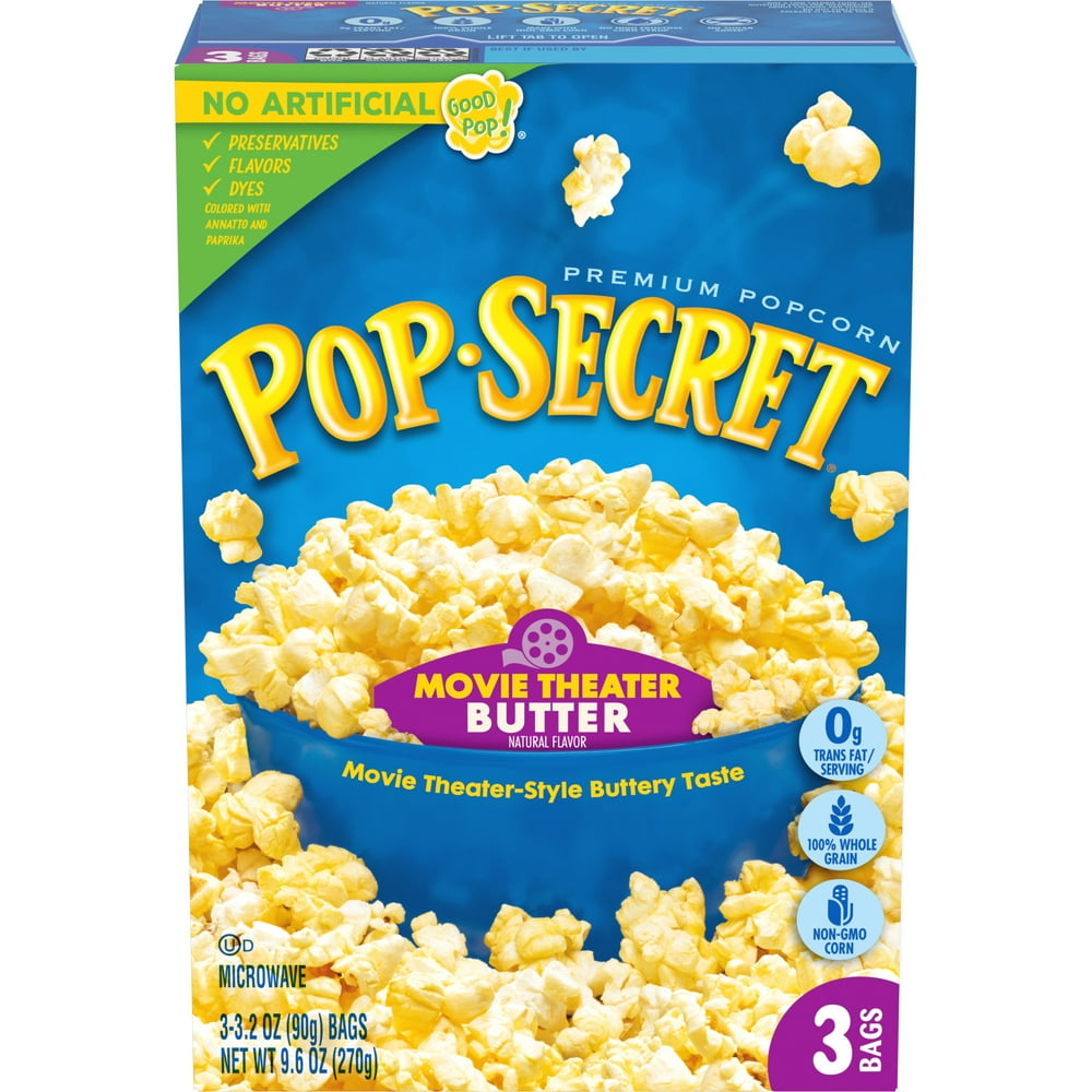 Pop Secret Popcorn, Movie Theater Butter, Microwave Popcorn Bags, 3