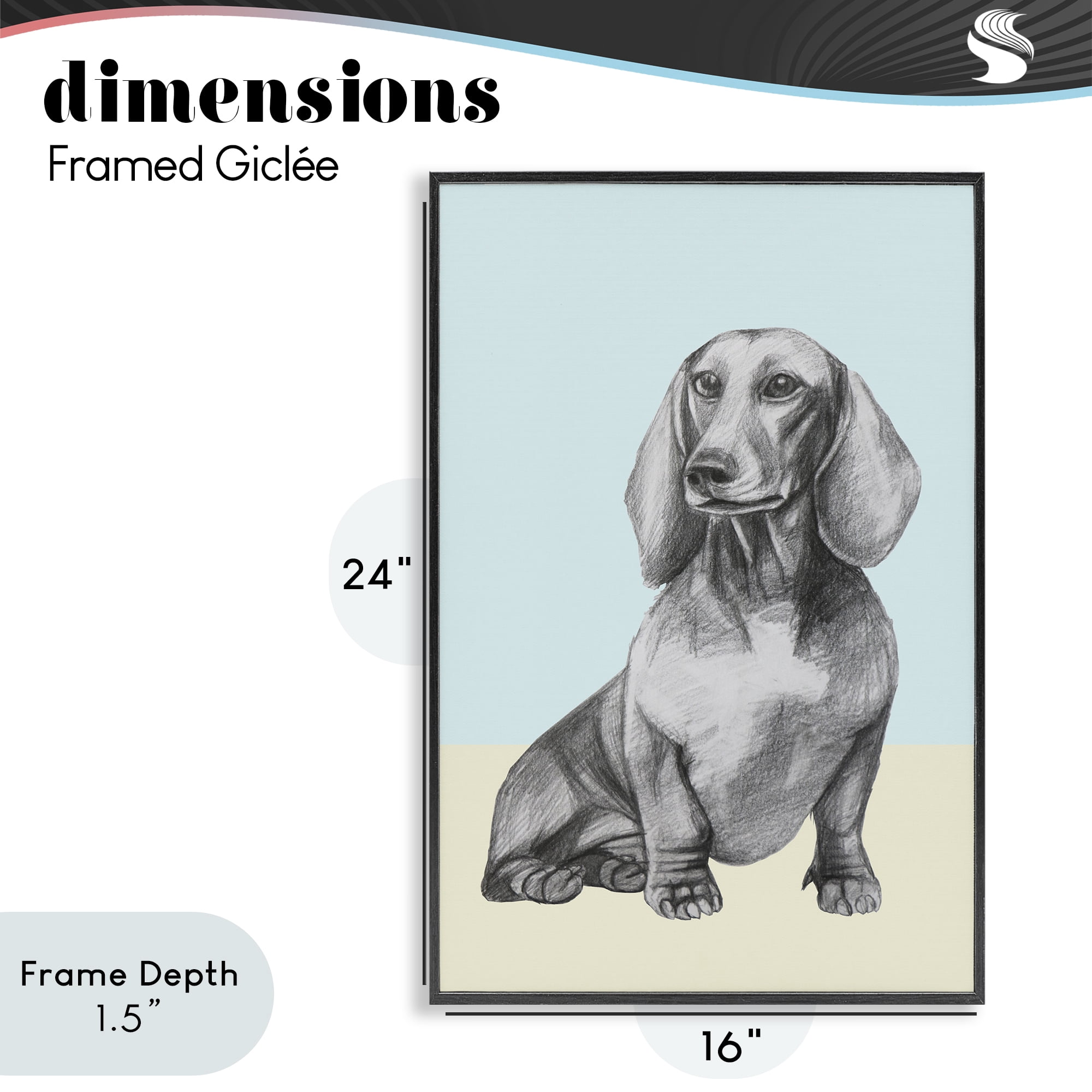 Stupell Industries Sitting Dachshund Sketch Black Framed Giclee Art, design by Violeta Vollmer