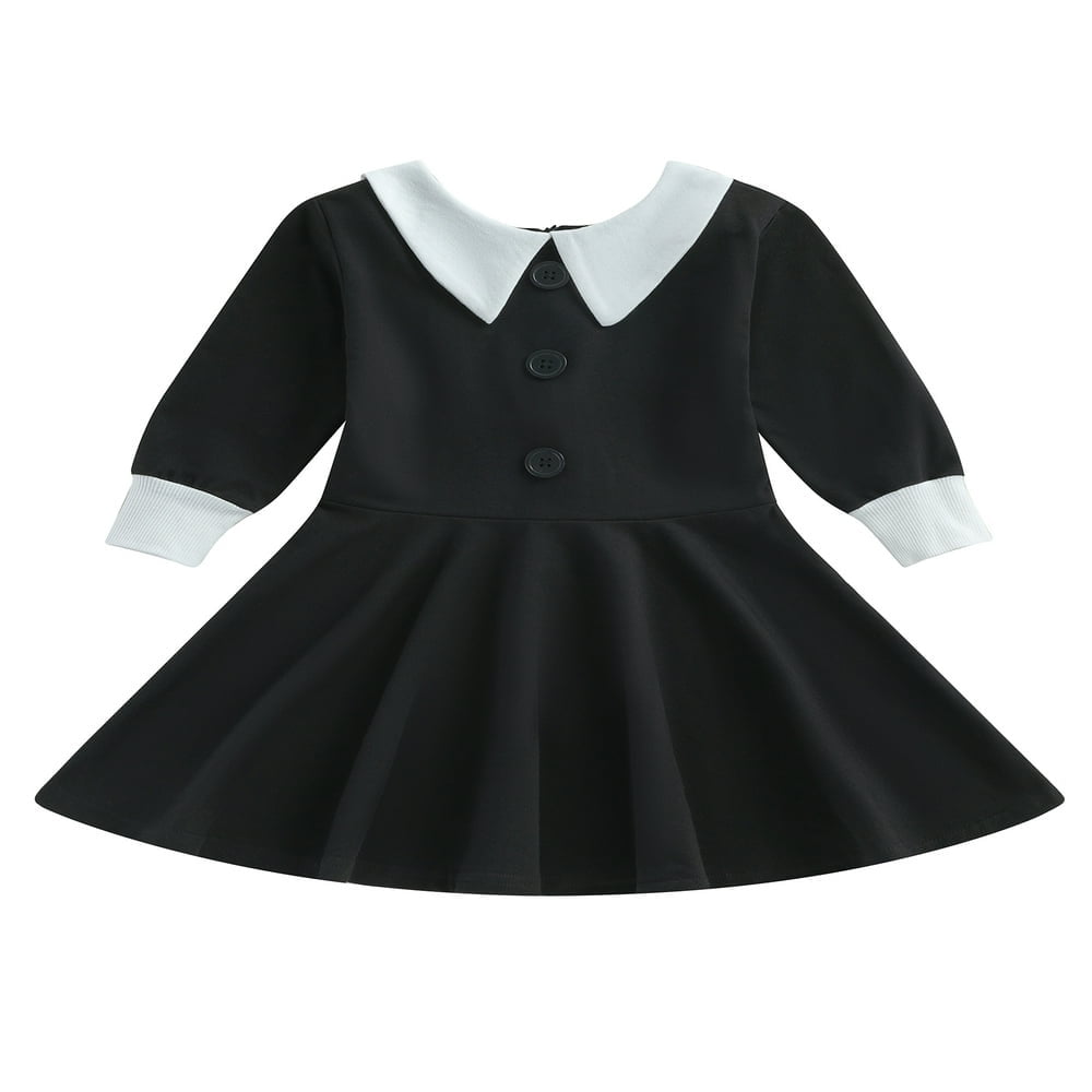 Kids Girls Black Halloween Dresses Long SleevePeter Pan Collar A line Princess Dress Walmart