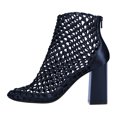 thumbnail image 2 of FSJ Women Closed Toe Woven Ankle Boots Zipper Back Block High Heel Booties Fashion Party Casual Dress Sandals Size 8 Blue, 2 of 3
