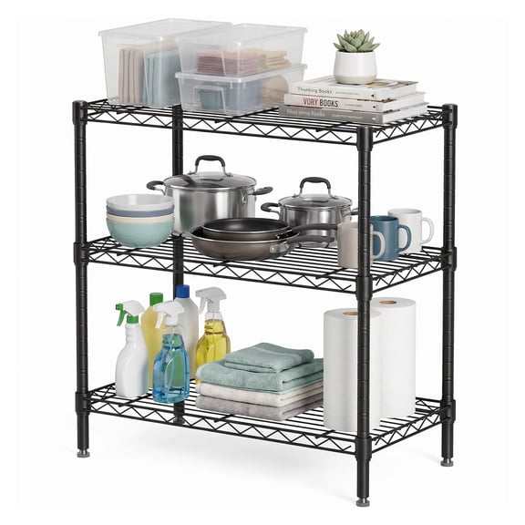 Alvantor 3/4/5-Tier Black Wire Rack 31in/48in/60in Heavy Duty Storage Shelving Adjustable Shelf Unit, Stable Steel Shelving, 200 lbs Capacity Per Shelf