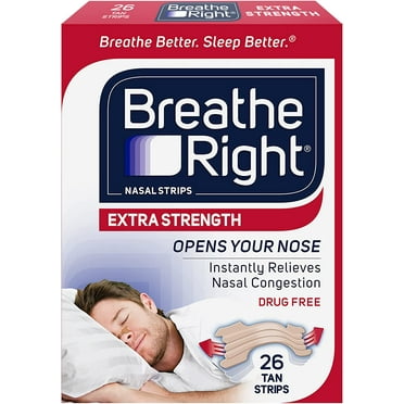 Breathe Right Nasal Strips | Extra Strength | Tan Nasal Strips | Help Stop Snoring | Drug-Free Snoring Solution & Instant Nasal Congestion Relief Caused by Colds & Allergies | 26 Count