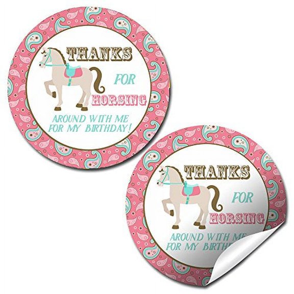Horse Back Riding Park Birthday Party Sticker Labels, 40 2" Party Circle Stickers by AmandaCreation, Great for Party Favors, Envelope Seals & Goodie Bags