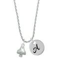 thumbnail image 1 of Delight Jewelry Silvertone 3-D Mushroom with Clear Crystals Silvertone Script Initial Disc - A - Charm Necklace, 20"+3", 1 of 4