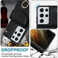thumbnail image 6 of Phone Case for Samsung Galaxy S21 Ultra 5G Wallet Cover with Tempered Glass Screen Protector and RFID Blocking Ring Credit Card Holder Leather Cell S21ultra 21S S 21 21ultra G5 Women Men Black, 6 of 11