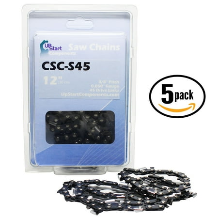 

5-Pack 12 Semi Chisel Saw Chain for Makita UC4030A Chainsaws - (12 inch 3/8 Low Profile Pitch 0.050 Gauge 45 Drive Links CSC-S45) - UpStart Components