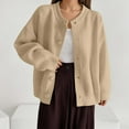 thumbnail image 2 of IWRICH Women's Cardigan Sweaters Casual Lightweight Long Sleeve Button up Coats Crewneck Knit Fall Outwear Khaki XXL, 2 of 3
