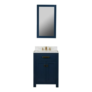 Benton Collection Bayview 24 in. W x 24 in D. x 34 in. H Cream Marble Vanity Top in Brown with Bisque Under Mounted Porcelain Basin Vanity