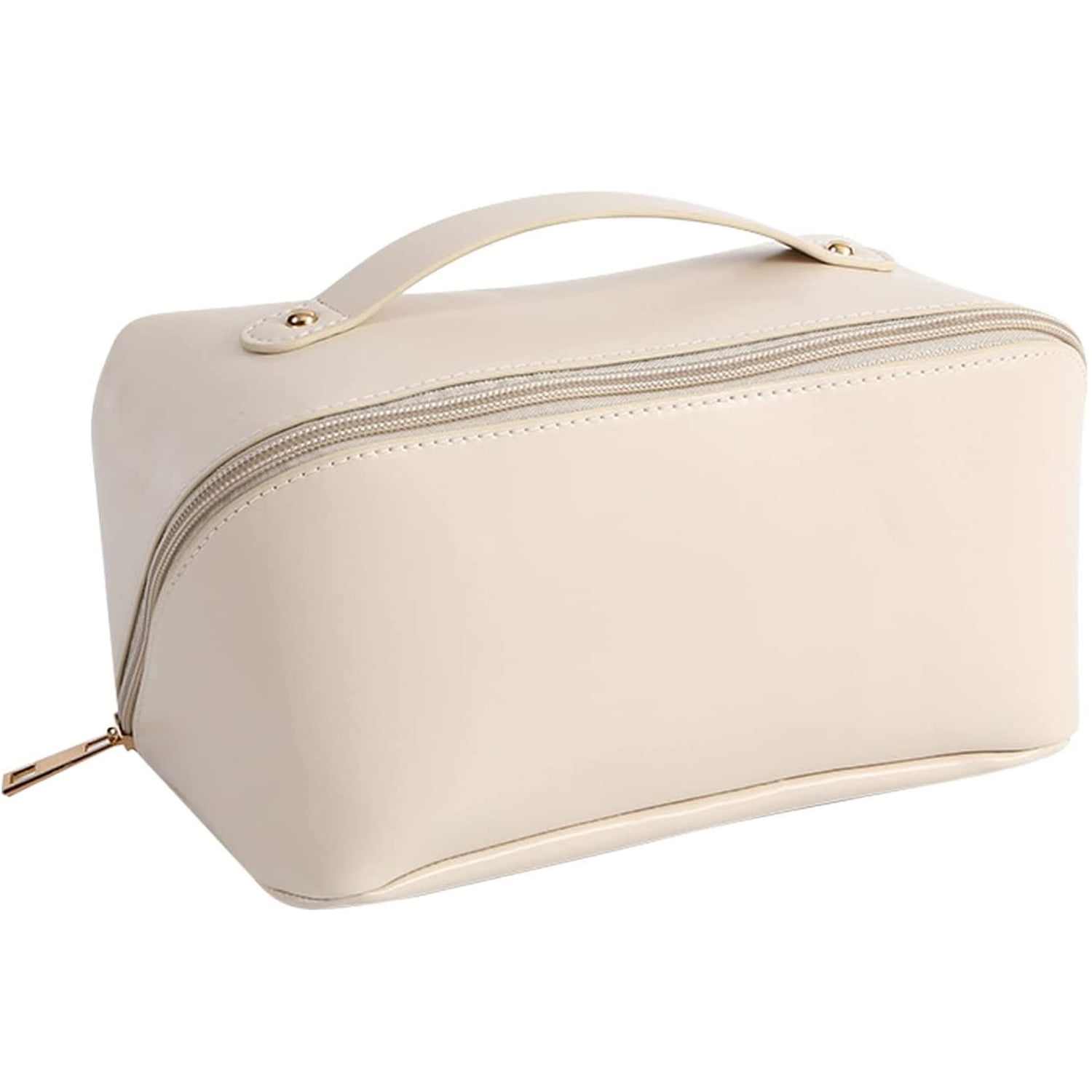 Daisy Rose Cosmetic Toiletry Bag PU Vegan Leather Travel Bag for Women -  Cream Checkered
