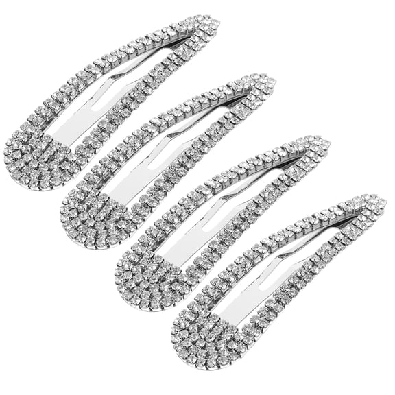 OULII 4Pcs Small Rhinestones Hair Barrettes Snap Clips for Everyday Use