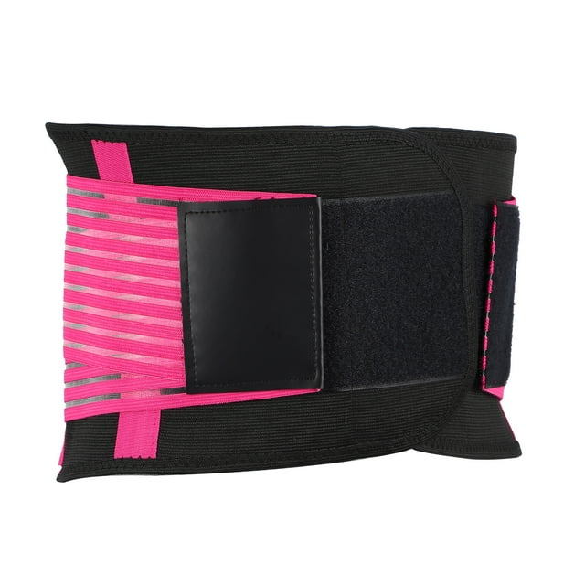 Unique Bargains Ceinture Dorsale Respirante Soutien Lombaire Design en Maille Bretelles Ajustables Ceinture Lombaire Rouge Rose Taille M