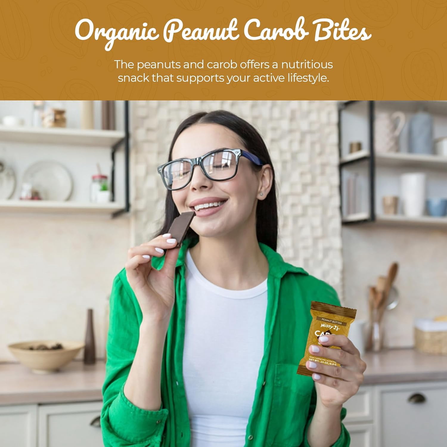 Missy J's Organic Peanut Butter Carob Mini Bites Gluten-Free Snack Healthy Desserts 15 Packs