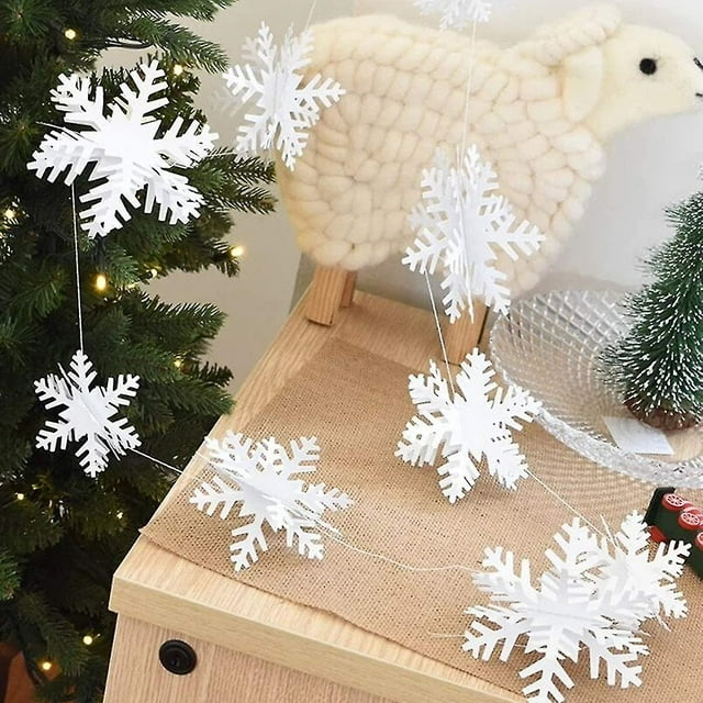 Decoraciones de copos de nieve colgantes de Navidad de invierno, 12 piezas, copo de nieve blanco grande brillante 3d para Navidad, invierno, país de las maravillas, vacaciones, fiesta de año nuevo