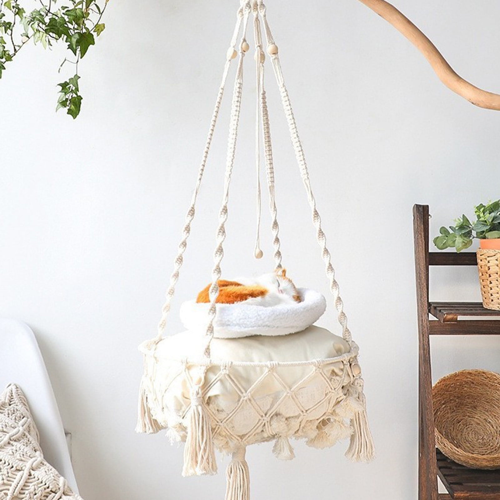 Dvumao Cat Hamocks for Indoor Cats – Hanging Cat Hammock with Happy Swing Motion(Does Not Include the Pad)