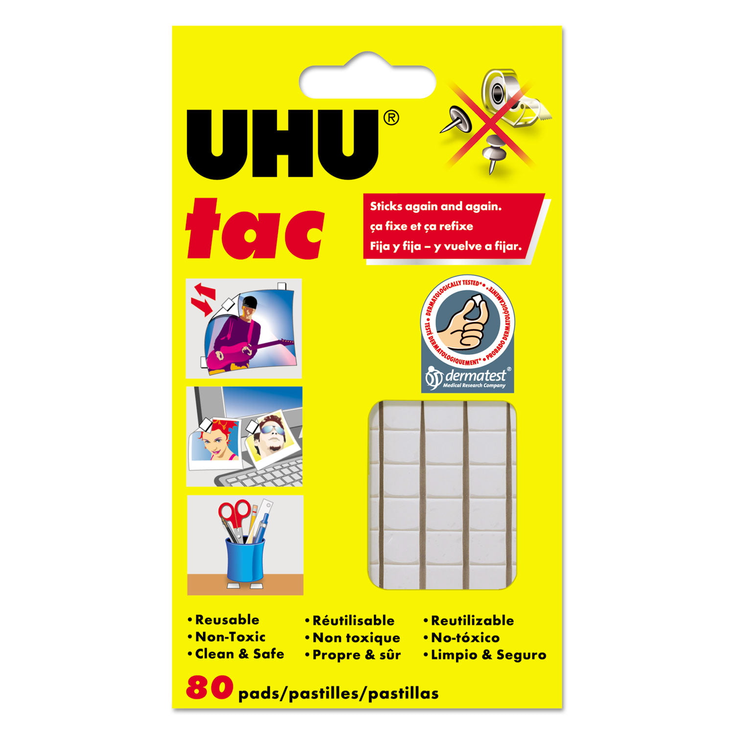 Uhu Tac Adhesive Putty, Removable and Reusable, 2.1 oz, 80/Pack  (STD9U33820) 