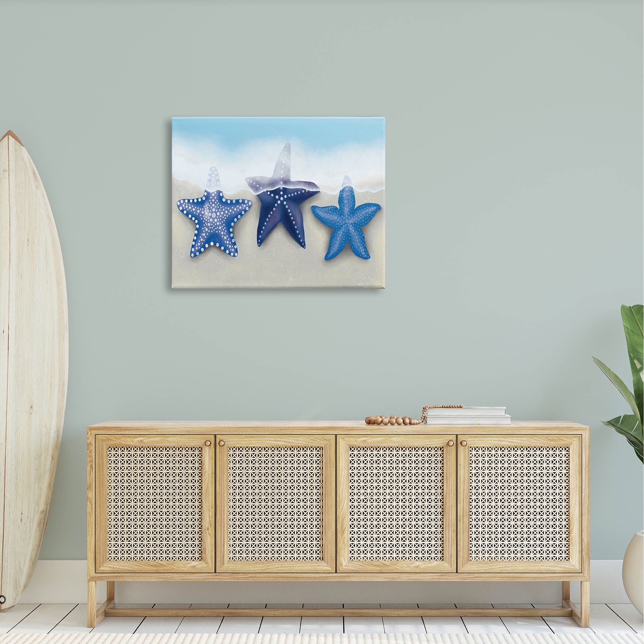 Mixed Blue Starfish Shoreline Animals & Insects Graphic Art Gallery Wrapped Canvas Print Wall Art