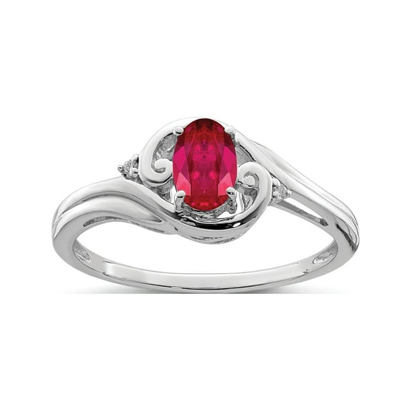 Sterling Silver Rhodium Plated Diamond & Ruby Ring (Size 6) Made In India qr4504r-6