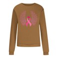 thumbnail image 4 of DDAPJ pyju Breast Cancer Awareness T-Shirts for Women Pink Ribbon Printed Long Sleeve Crewneck Sweatshirts Comfy Loose Crew Neck Faith Hope Tops Khaki L, 4 of 6