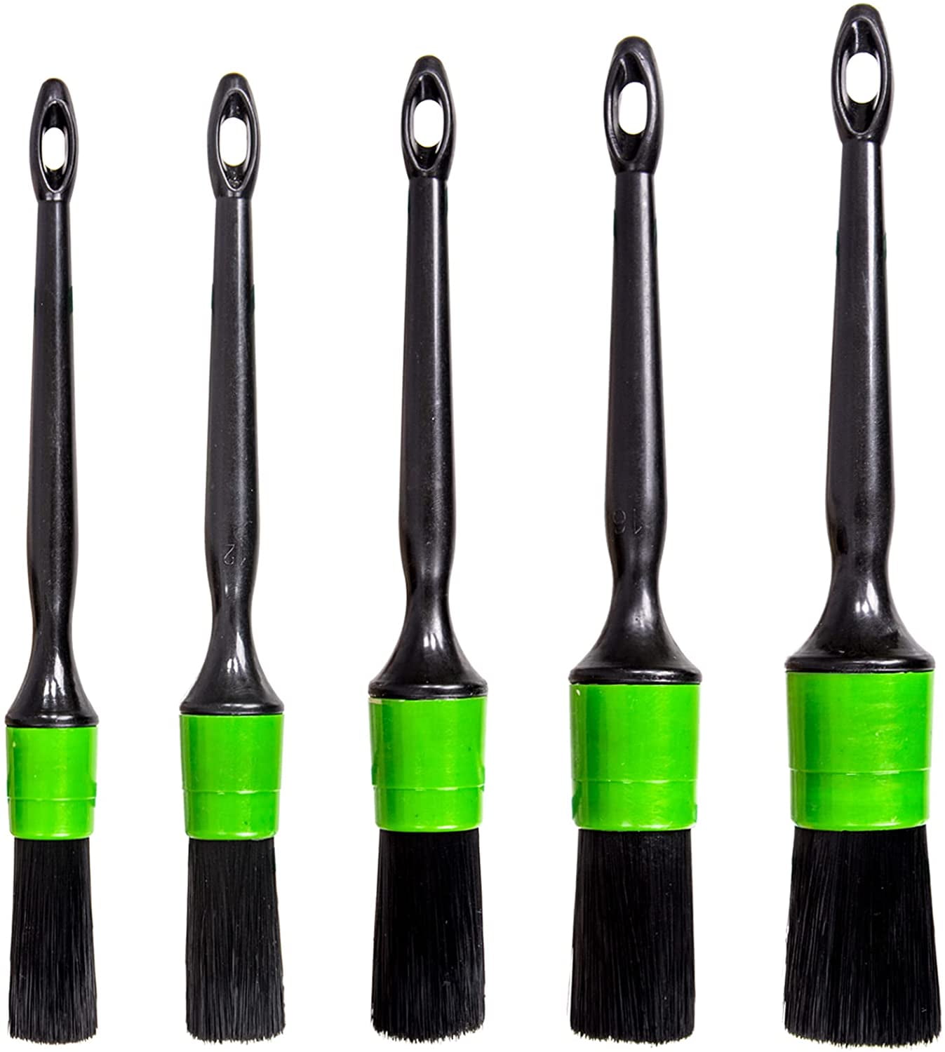 Car Detailing Brush Set, 5 Pack Auto Black Detail Brushes, Comfortable Grip and ScratchFree