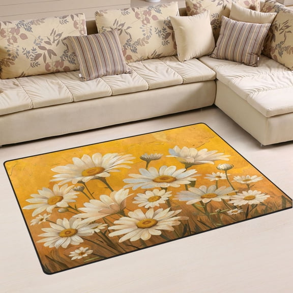 Ryvnso Daisy Floral Area Floor Mat Non-Slip Carpet Soft Rugs Doormats 31" x 20"