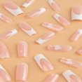 thumbnail image 2 of HLONK 24Pcs Gel Press on Nails  Gel French Long Fake Nails  Press on Tips With Glue  Rhinstone with Butterfly  NO.13, 2 of 6