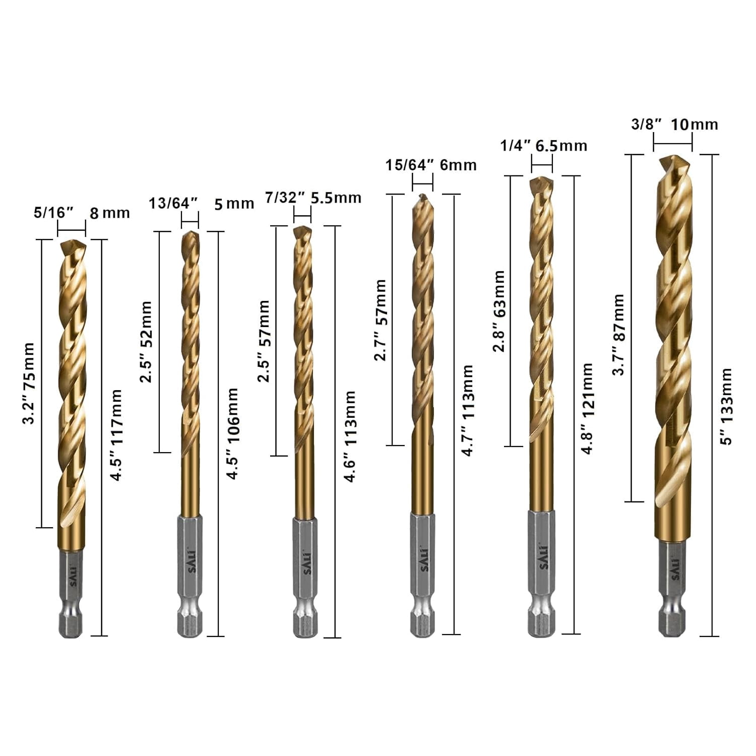 FRKSMD-Cobalt Drill Bit Set, 23 Pack 1/16 Inch to 3/8 Inch Hex Shank High Speed Steel Jobber Drill Bits, for Hardwood, Aluminum,Metal,Copper,Alloyed Steel
