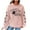 Pink, variant on ICHUANYI Women's Pullover Print Round Neck Long Sleeve Loosen Single Sweatshirt Tops