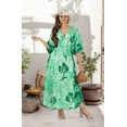 thumbnail image 4 of HAPPY BAY Women's Summer Caftan Maxi Flowy Home Wear Loungewear Dashiki House Dresses for Women 2X-3X Green, Floral, 4 of 4