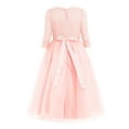thumbnail image 2 of iiniim Big Girls' Lace Mesh Flower Dress Princess Wedding Bridesmaid Pageant Prom Party Dress Light Pink 16, 2 of 6