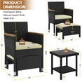 thumbnail image 3 of Yaheetech 5-Piece Outdoor Wicker Conversation Set with Ottomans and Coffee Table, Set of 5, Black/Beige, 3 of 7