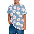 thumbnail image 6 of FAHXNVB Girls Short Sleeve T-Shirts Crewneck Chrysanthemum Print Soft Cotton Kids Casual Tees Tops Summer Fashion Breathable Shirts 3-14 Years, 6 of 8