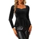 thumbnail image 1 of BLUSA ELEGANTE DE VELVET CUELLO CORAZÓN MANGA LARGA PEPLUM XL NEGRO, 1 of 6