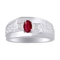 thumbnail image 1 of RYLOS Men's Rings 14K White Gold Classic Nugget 6X4MM Oval Gemstone & Diamond Ring Ruby July Birthstone Rings Size 10, 1 of 7