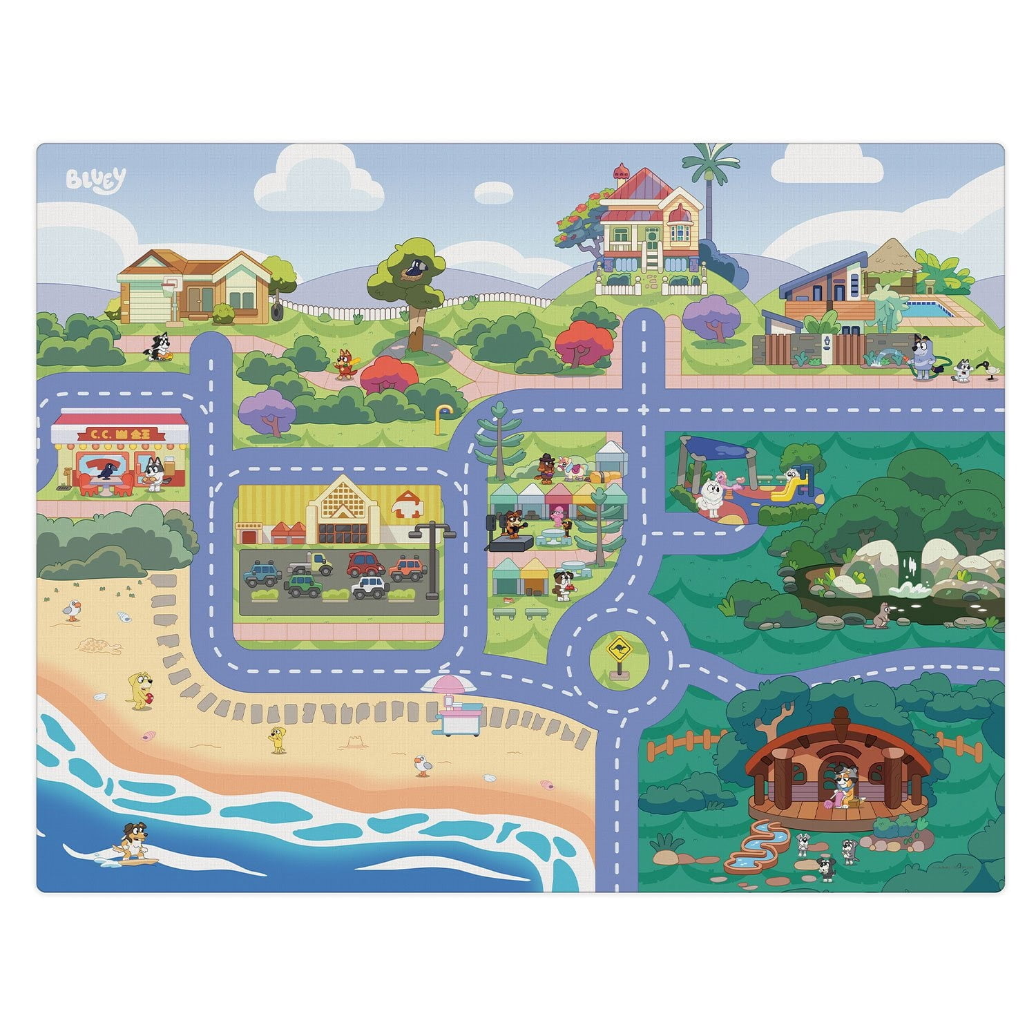 Megamat Jumbo Floor Playmat with 2 Character Vehicles (Bluey)