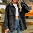 thumbnail image 4 of IROINNID Denim Jacket for Women Long Sleeve Turndown Lapel Light Wash Jean Jacket Solid Color Lightweight Button Down Classic Outerwear with Pocket,Gray, 4 of 8