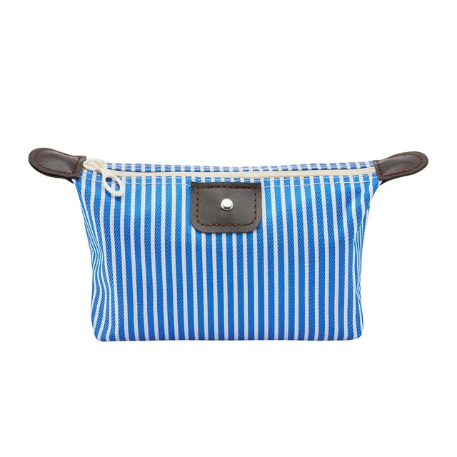 xiaxaixu Women Waterproof Makeup Bag, Classic Striped Cosmetic Organizer Multifunctional Pouch