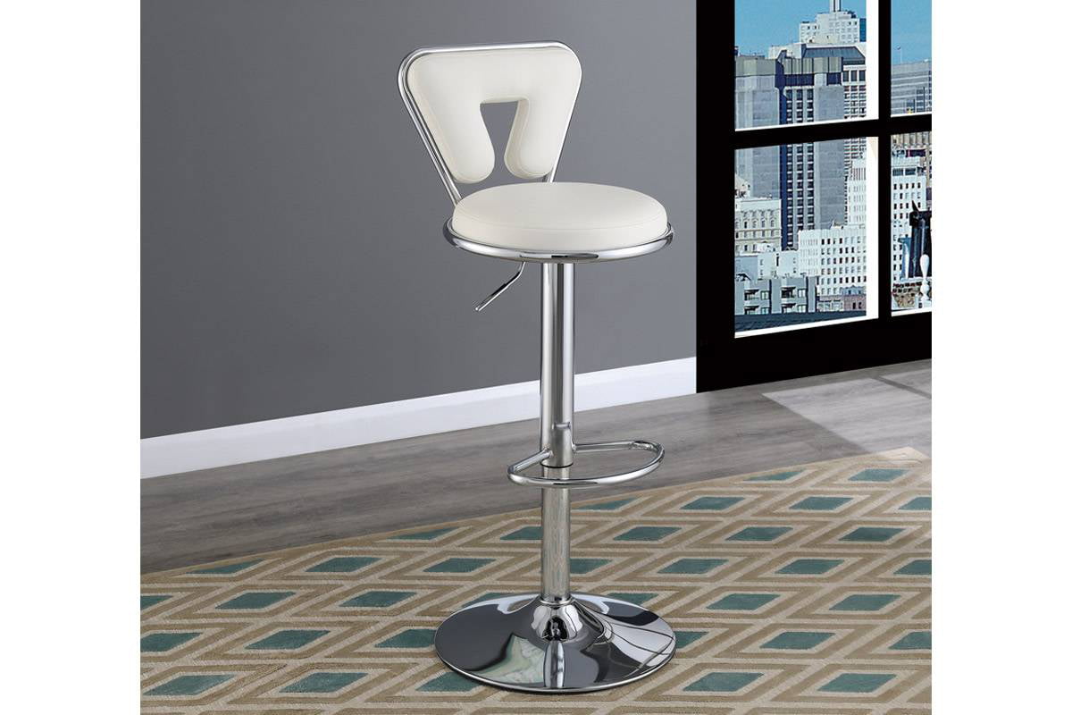 Set of 2 White Leatherette Adjustable Swivel Bar Stool Chair by Coaster 120389 