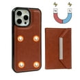 thumbnail image 6 of Case for iPhone 15 Pro Max Compatible with MagSafe Magnetic 2-in-1 Detachable Wallet Case with Card Slots for Women Men, Classic PU Leather Flip Kickstand Shockproof Protective Case, Brown, 6 of 11
