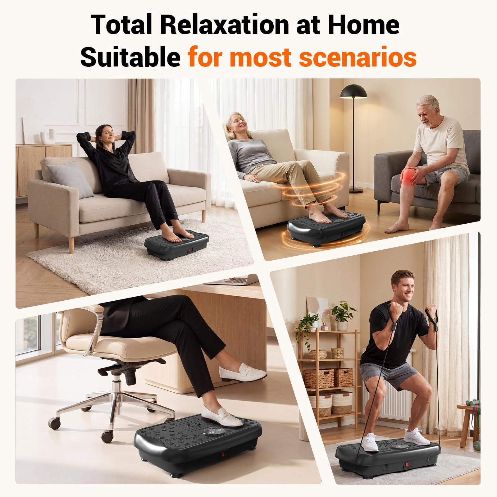 RIORUN Vibration Plate Exercise Machine with 300 Speeds and 150w, 460 lbs,Black