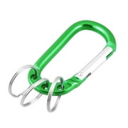 Spring Loaded Gate D Shaped Green Aluminum Alloy Carabiner Hook Split Keyring