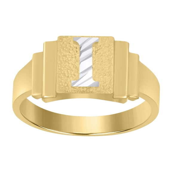 10kt 10k Two-tone Gold Unisex Initial Alphabet I Ring