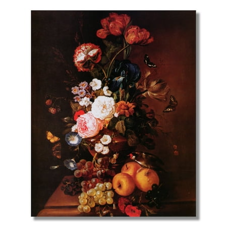 - Museum Style Floral Arrangement Flowers and Fruit Wall Picture 8x10 Art Print